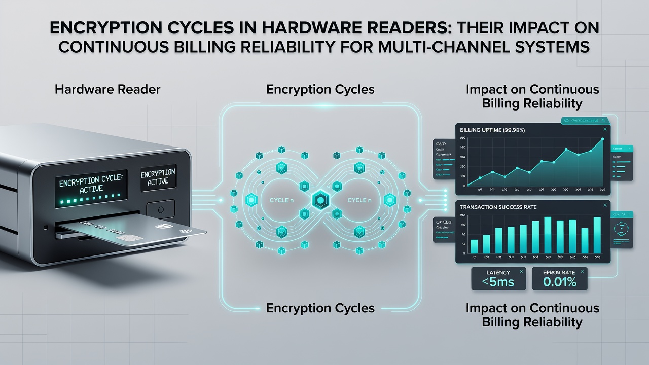 Close-up of encryption hardware reader connected to cloud billing system