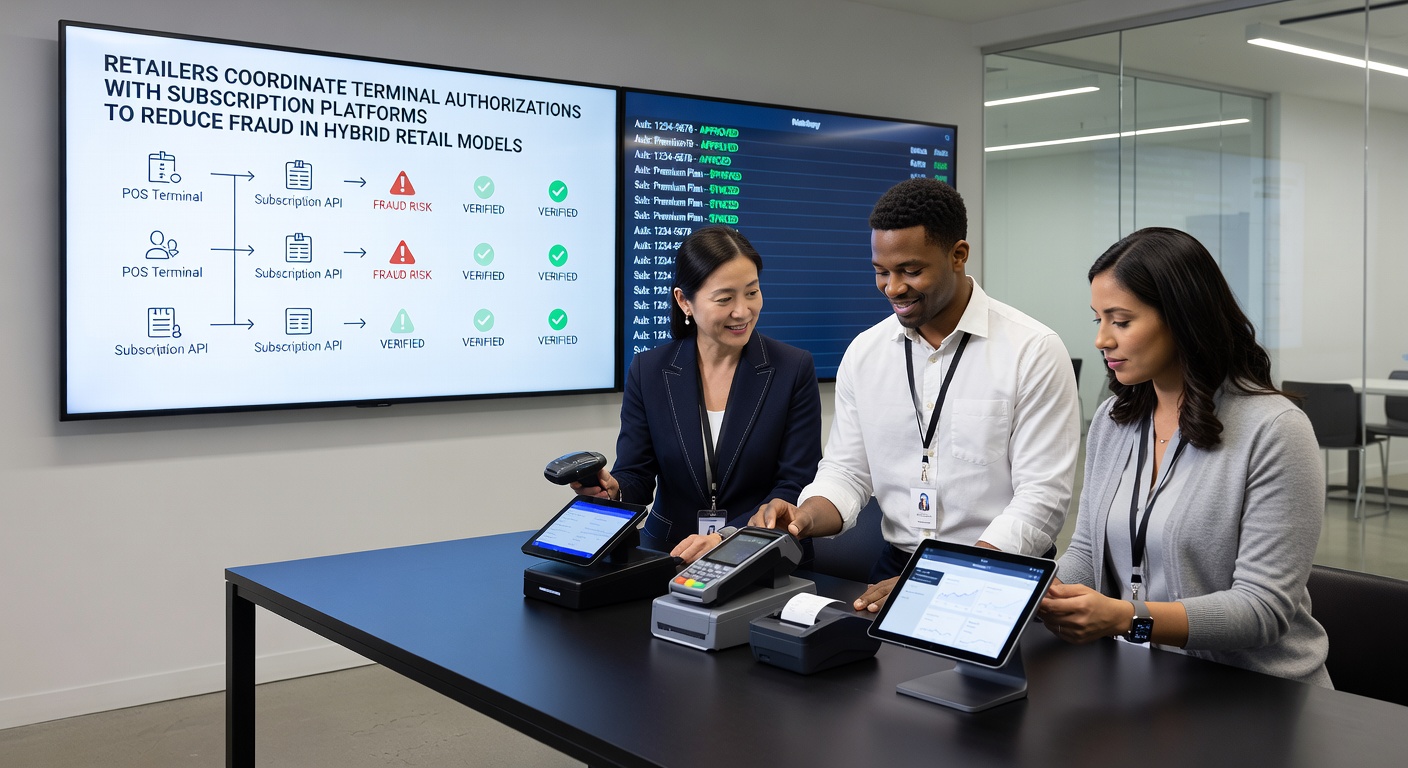 Retail staff using coordinated terminal systems linked to subscription platforms in a hybrid store environment