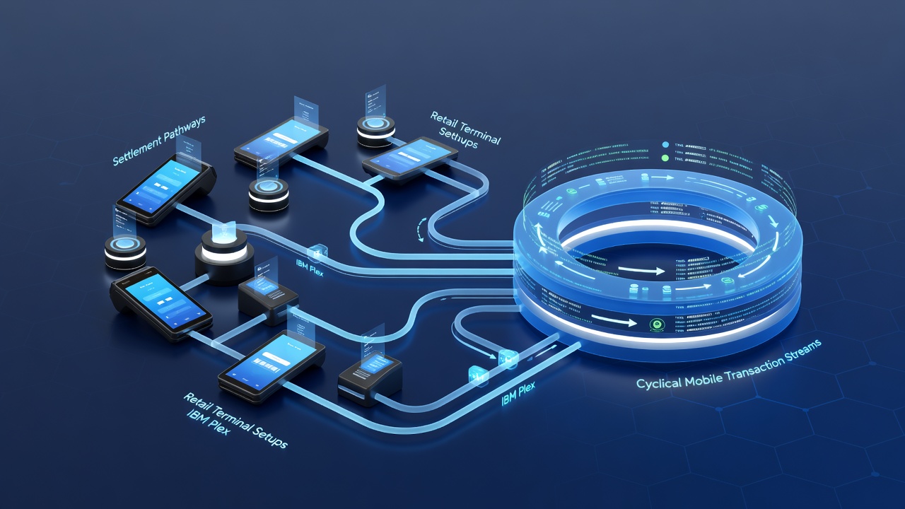 Flow diagram of settlement pathways between retail terminals and mobile subscription streams