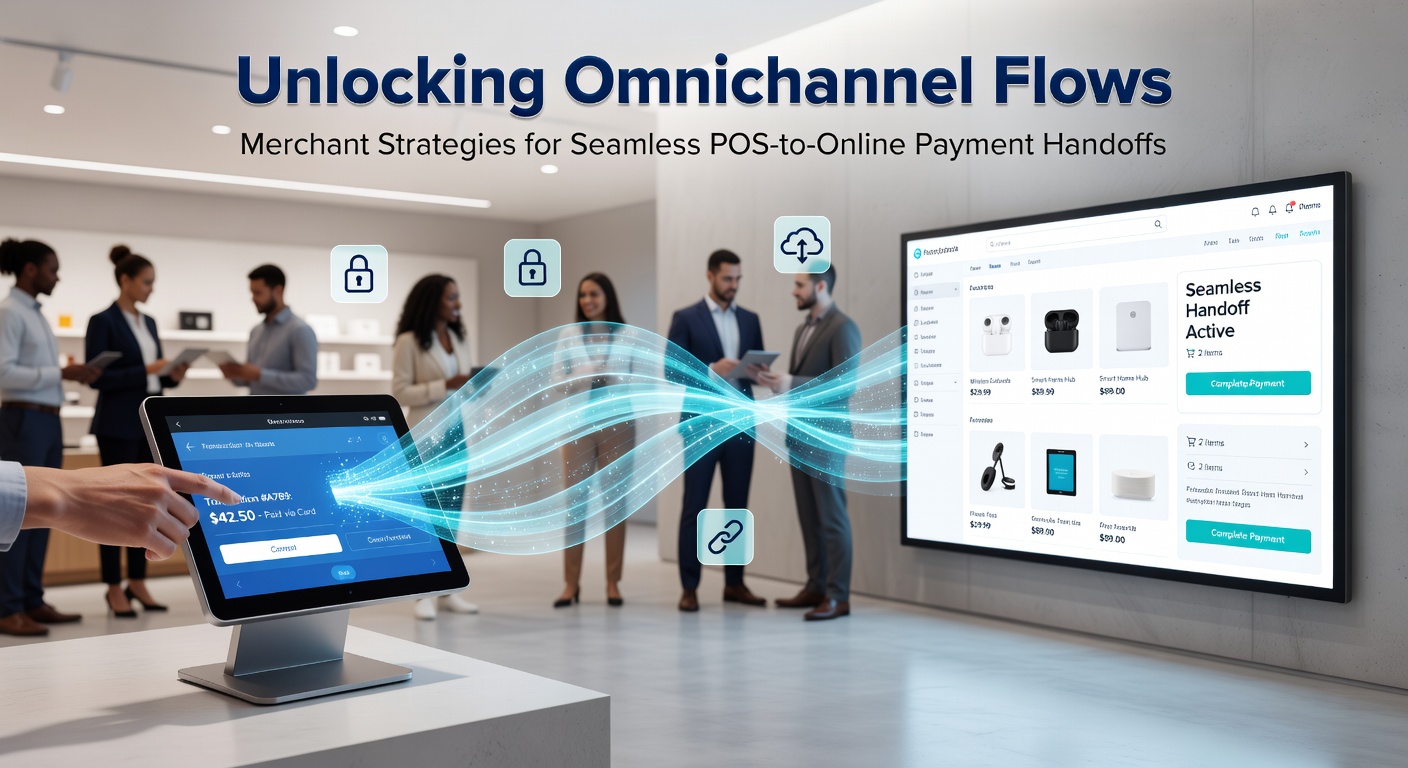 Diagram showing data flow from POS terminal through APIs to online checkout, highlighting tokenization and customer profile syncing in an omnichannel ecosystem